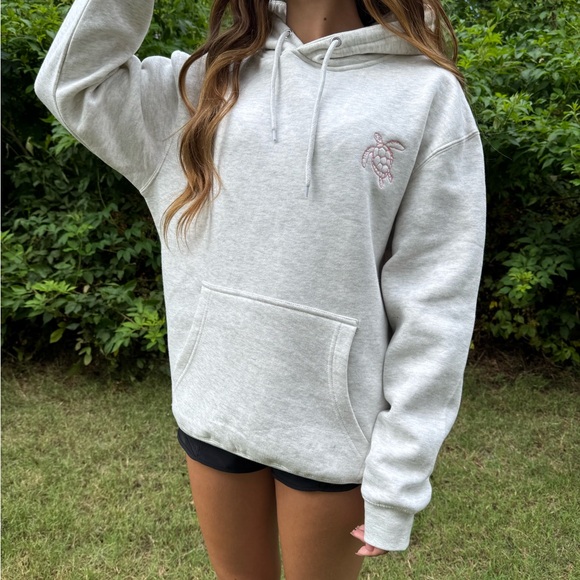 Gray Hoodie with Pink Turtle Design - Picture 2 of 5